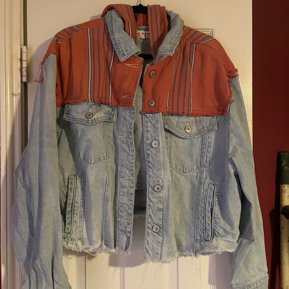 Free People Two-Tone Denim Jacket